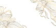 © marylia17 - Vector gold leaves, floral luxury frame background, nature line abstract illustration, wave wedding illustration. Japanese premium texture
