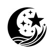 © Nisha Malik - Minimalist Black Silhouette Beauty Parlor Logo with Crescent Moon and Star on White Background