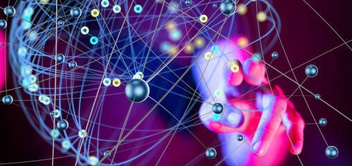 Poster - conference Digital Network and data concept 3d