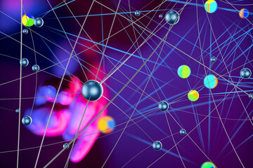 Poster - conference Digital Network and data concept 3d