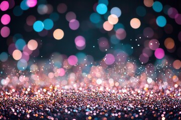 Wall Mural - glittering bokeh lighting effect on a colorful blurred abstract background perfect for birthday, ann