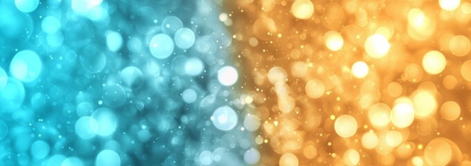 Wall Mural - a defocused winter background featuring blue and yellow circular reflections and blurred lights of c