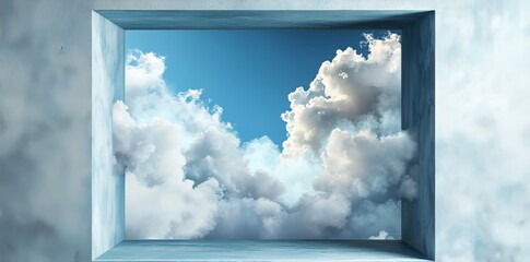 Wall Mural - blue room studio featuring a light blue gradient backdrop and floor for showcasing your artwork or p