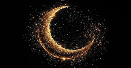Wall Mural - the christmas and new year background features a gold sparkling light circle surrounded by shimmerin