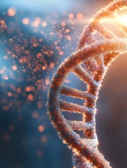 Aufkleber - Futuristic DNA Helix Visualization High-Tech Genetic Data Display in Modern Lab for Cutting-Edge Biotechnology Research and Molecular Advancements