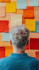 Aufkleber - Retro-Chic Task Organization Wall Texture Vibrant Squares in Project Planning - Creative Team Workflow Visualization for Modern Office Efficiency and Collaboration