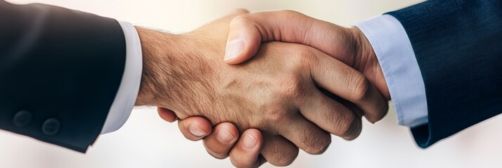 Poster - Collaborative Harmony in Business Professionals Handshake Over Polished Conference Table - Contemporary Corporate Unity Stock Image for Workplace Culture and Team Building