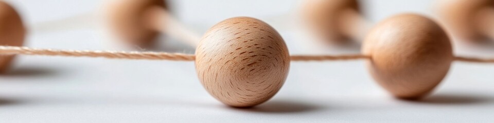 Leinwandbilder - Scandinavian-Inspired Network Visualization Wooden Balls in Geometric Linkage on Linen for Tech Industry Branding and Modern Organizational Synergy