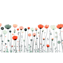 Canvas Print - Spring flowers border art illustration pastel vector