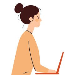 Sticker - Woman illustration minimalist working vector