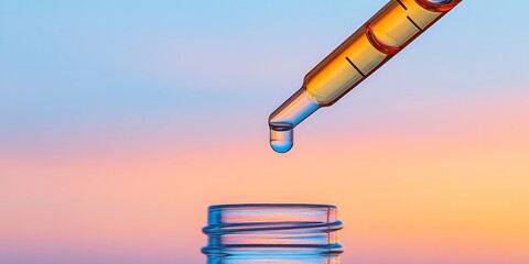 Poster - Clinical Minimalism Precision Pipette with Liquid Handling Against Gradient Backdrop - Streamlined Lab Procedures in Modern Medical Research Visualization