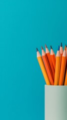 Aufkleber - Modern Educational Minimalism Vibrant Pencil Arrangement in Ceramic Holder - Optimized Workspace for Innovative Learning and Classroom Design Concepts