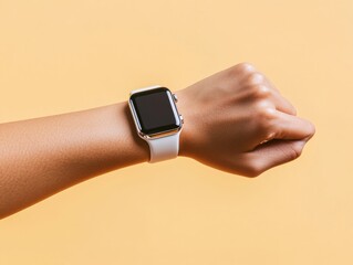 Aufkleber - Sleek Smartwatch on Wrist Minimalist Design and Digital Fitness Tracking - Enhancing Active Lifestyle and Tech-Driven Health Management for Korean Millennials