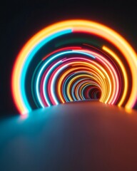 Poster - Neon Motion Paths in VR Fitness Dynamic Light Trails in Futuristic Architecture for Immersive Tech-Driven Workouts - Enhancing Engagement and Innovation in the Health Industry
