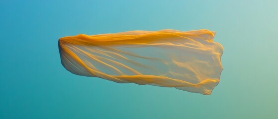 Poster - Ethereal Underwater Fabric Silken Textures Floating in Deep Blue - Fine Art Content and Interior Decor for Modern Commercial Spaces