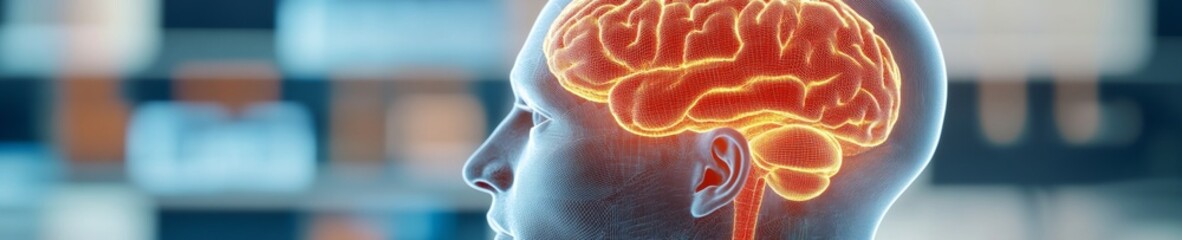 Poster - Futuristic Healthcare Interface Anatomical Brain Visualization with Digital Diagnostics on High-Tech Display - Enhancing Clinical Workflows and Precision Medicine in Modern Hospitals