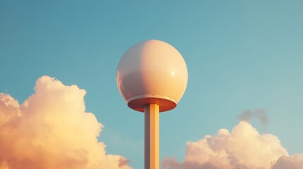 Leinwandbilder - Futuristic Meteorological Observation Smooth Spherical Radar Dome on Sleek Elevated Platform - Advanced Weather Tech for Precision Data and Infrastructure Innovation