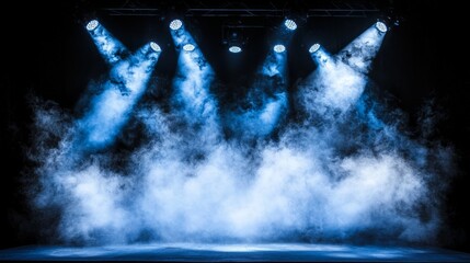 Wall Mural - dramatic blue lighting and haze characterize this modern stage, making it an excellent choice for ho