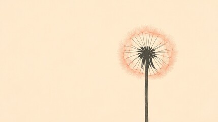 Wall Mural - A minimalist illustration of a dandelion on a soft background.