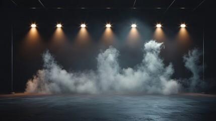 Wall Mural - in the empty night club, spotlight's dance comes alive as a hypnotic abstract light display, charact