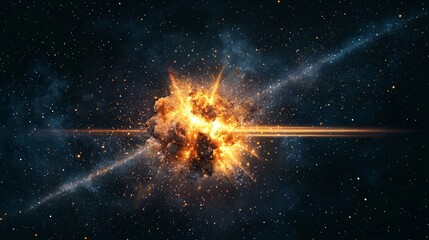Wall Mural - the image features a bright orange light explosion against a black background, making it perfect for