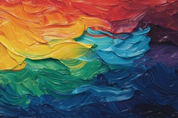 Wall Mural - multicolored wavy lines moving in perfect harmony across the background create a dynamic and vibrant