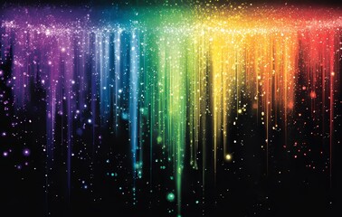 Abstract lines of colored light that represent the refraction and the spectrum of natural light and its diverse wavelengths