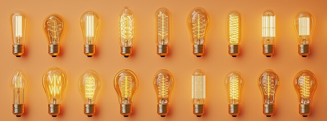 Wall Mural - Modern yellow LED bulbs offer a variety of choices for those seeking energy-efficient lighting