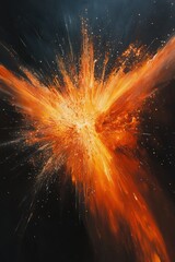 fiery explosion, dark background, energy, power, abstract art, science fiction