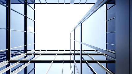 Fototapete - 3d rendering of modern architecture, Skyscraper corporate office building with glass window