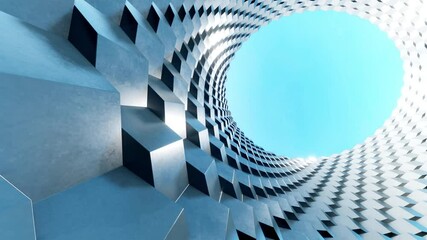 Poster - Abstract modern architecture with wavy pattern facade, 3d rendering