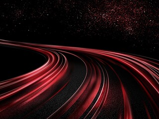 Wall Mural - the shape of an electric tunnel is taken by red light waves, which display glowing lines on a black 
