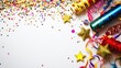 © Bekode - Festive decorations with confetti, streamers, and party poppers for celebration.