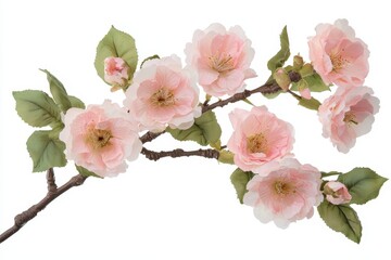 A Sakura branch adorned with blooming watercolor flowers