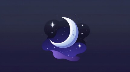 celestial night sky with crescent moon and stars, dreamy artwork for fantasy themes