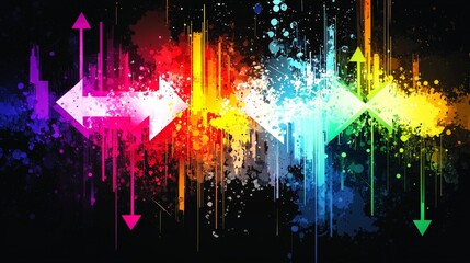 Wall Mural - Lively Digital Future-Themed Chart with Rising Arrow Background