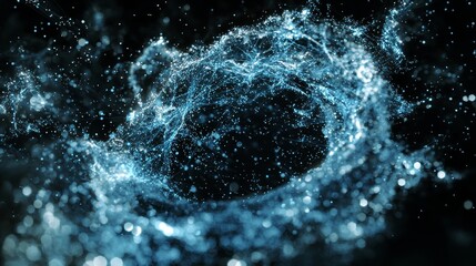 The abstract concept of digital technology, coupled with online cybersecurity data protection, is visually represented as a polygon internet network connection, positioned on a dark blue background