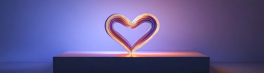 Wall Mural - A heart-shaped neon design with romantic flair, soft pastel hues, and a glowing effect, suitable for artistic projects