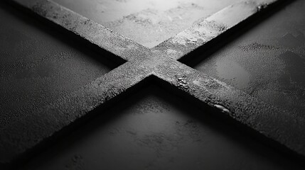 Wall Mural - Two intersecting lines forming a perfect X on a textured surface