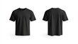 © schmidt - A plain black t-shirt is shown from the front and back for use in a mockup with a PNG transparent background