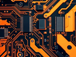 a realistic electronic circuit featuring components mounted on a board, wired following the required