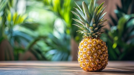 Pineapple Standing Upright in Tropical Themed Natural Environment