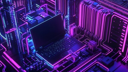Illustrative graphic in isometric perspective with PC, laptop, and mobile devices on a desk, conveying the idea of programming software and app development