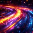 © Digitalindo24 - A fast-paced abstract background with streaks and trails of light in yellow, purple, and blue