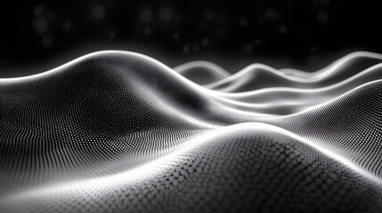 Fototapete - Abstract waves in monochrome with shimmering particles and smooth contours
