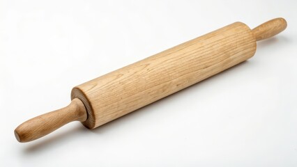 Poster - Wooden Rolling Pin on White Background