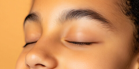 Wall Mural - Close-up of Eyes and Eyebrows of Person with Brown Skin