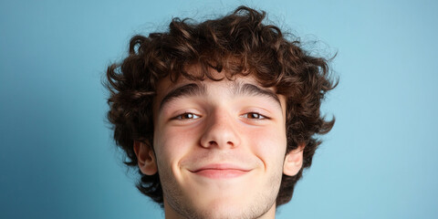 Wall Mural - Portrait of Young Man with Curly Brown Hair