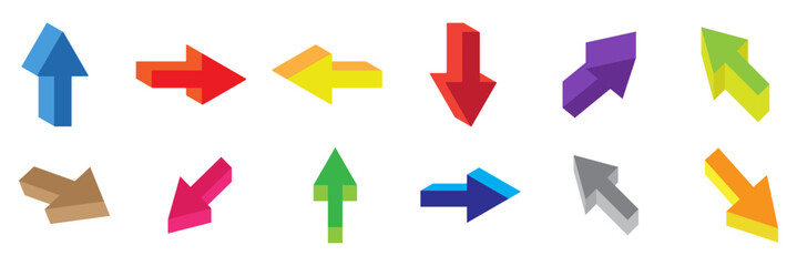 Wall Mural - set of 3d color arrow. vector