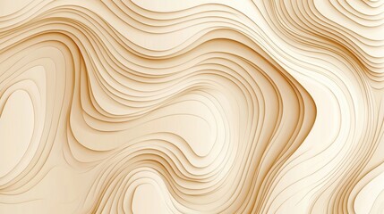 Wall Mural - Elegant Abstract Waves in Soft Beige Tones for Background Design